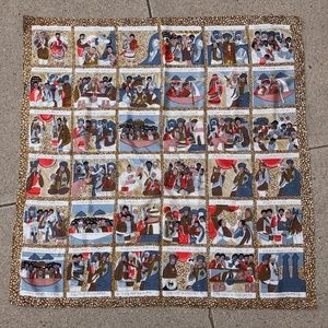 VTG 1950s 1960s Silk Exodus Story Novelty Print Scarf